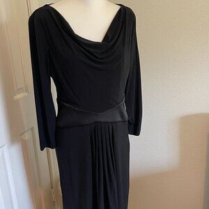 Evan picone LBD draped neckline satin waist LBD black dress size 10